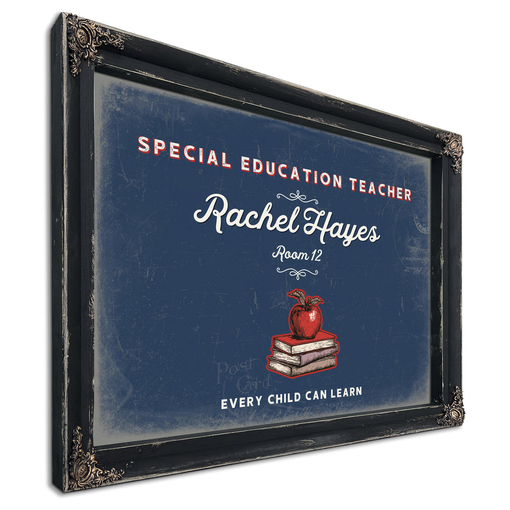 Personalized Special Education Teacher Sign, Every Child Can Learn, Denim Americana, image 1