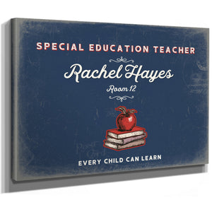 Personalized Special Education Teacher Sign, Every Child Can Learn, Denim Americana, image 8