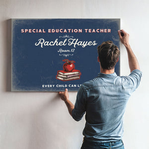 Personalized Special Education Teacher Sign, Every Child Can Learn, Denim Americana, image 9