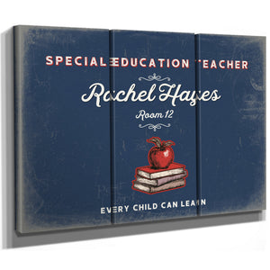 Personalized Special Education Teacher Sign, Every Child Can Learn, Denim Americana, image 14