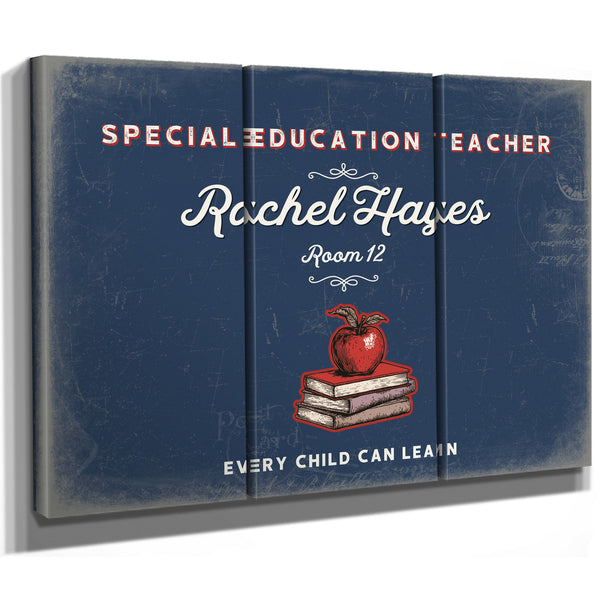 Personalized Special Education Teacher Sign, Every Child Can Learn, Denim Americana, image 14