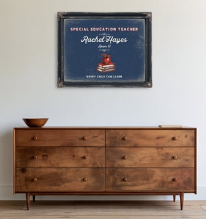 Personalized Special Education Teacher Sign, Every Child Can Learn, Denim Americana, image 19