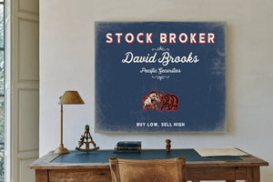 Personalized Stock Broker Sign, Buy Low, Sell High, Denim Americana, image 2