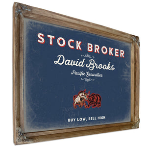 Personalized Stock Broker Sign, Buy Low, Sell High, Denim Americana, image 6