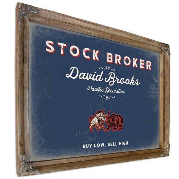 Personalized Stock Broker Sign, Buy Low, Sell High, Denim Americana, image 6