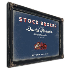 Personalized Stock Broker Sign, Buy Low, Sell High, Denim Americana, image 1
