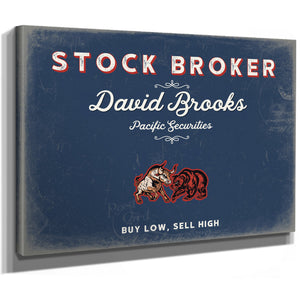 Personalized Stock Broker Sign, Buy Low, Sell High, Denim Americana, image 8
