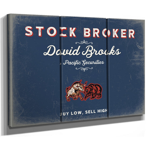 Personalized Stock Broker Sign, Buy Low, Sell High, Denim Americana, image 14