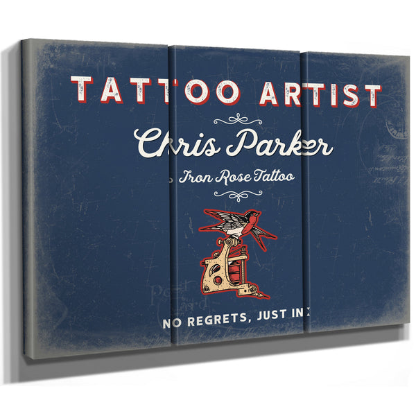 Personalized Tattoo Artist Sign, No Regrets, Just Ink, Denim Americana, image 14