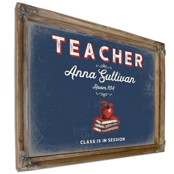 Personalized Teacher Sign, Class Is in Session, Denim Americana, image 6