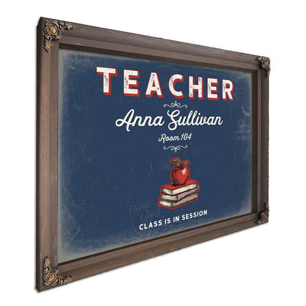 Personalized Teacher Sign, Class Is in Session, Denim Americana, image 7