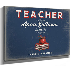 Personalized Teacher Sign, Class Is in Session, Denim Americana, image 8