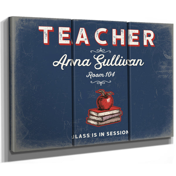 Personalized Teacher Sign, Class Is in Session, Denim Americana, image 14