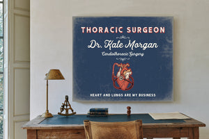 Personalized Thoracic Surgeon Sign, Heart and Lungs Are My Business, Denim Americana, image 2