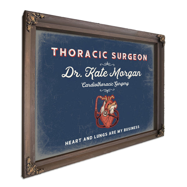 Personalized Thoracic Surgeon Sign, Heart and Lungs Are My Business, Denim Americana, image 7