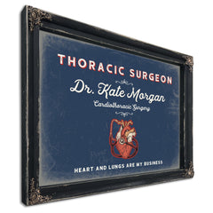 Personalized Thoracic Surgeon Sign, Heart and Lungs Are My Business, Denim Americana, image 1