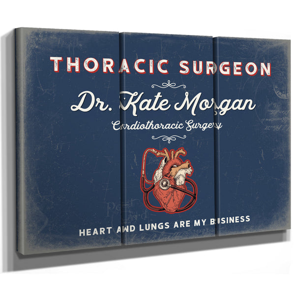 Personalized Thoracic Surgeon Sign, Heart and Lungs Are My Business, Denim Americana, image 14