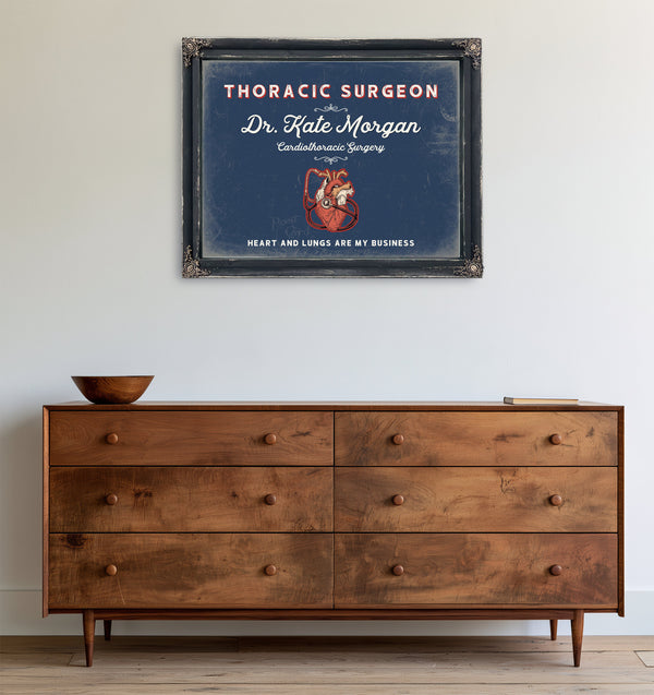 Personalized Thoracic Surgeon Sign, Heart and Lungs Are My Business, Denim Americana, image 19