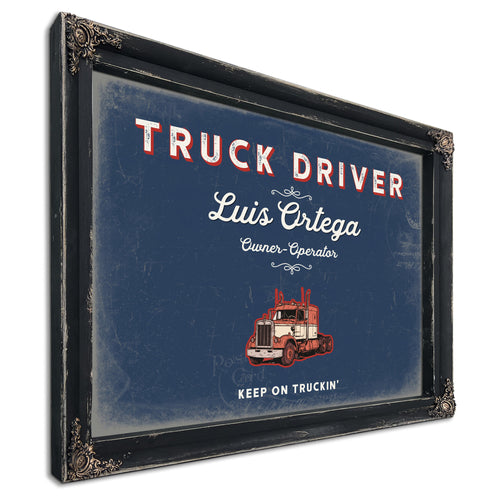 Personalized Truck Driver Sign, Keep On Truckin', Denim Americana, image 1