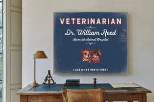 Personalized Veterinarian Sign, I Like My Patients Furry, Denim Americana, image 2