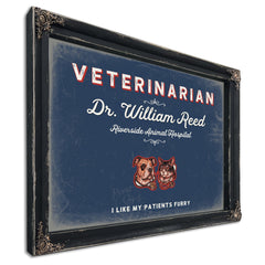 Personalized Veterinarian Sign, I Like My Patients Furry, Denim Americana, image 1