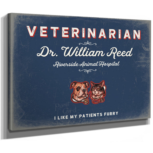 Personalized Veterinarian Sign, I Like My Patients Furry, Denim Americana, image 8