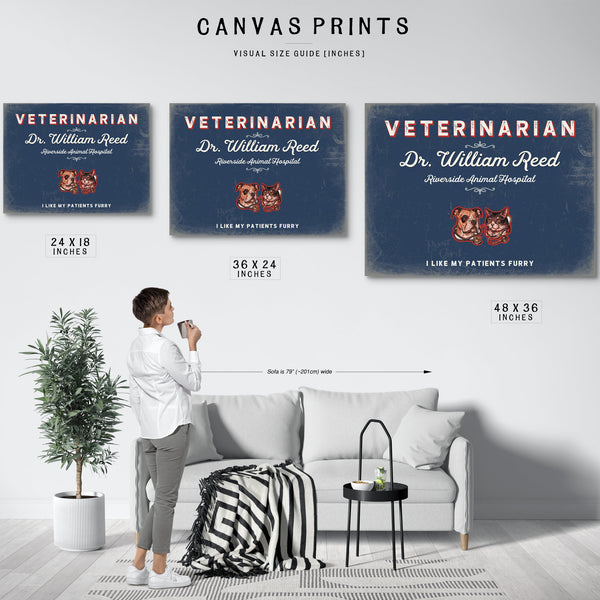 Personalized Veterinarian Sign, I Like My Patients Furry, Denim Americana, image 10