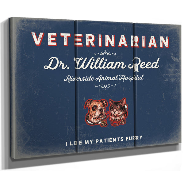 Personalized Veterinarian Sign, I Like My Patients Furry, Denim Americana, image 14