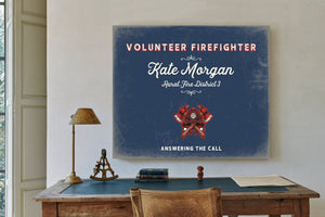 Personalized Volunteer Firefighter Sign, Answering the Call, Denim Americana, image 2