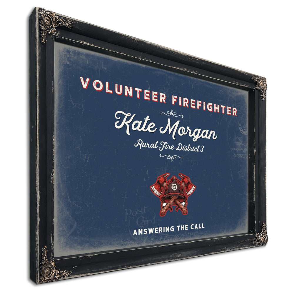 Personalized Volunteer Firefighter Sign, Answering the Call, Denim Americana, image 1