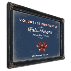 Personalized Volunteer Firefighter Sign, Answering the Call, Denim Americana, image 1