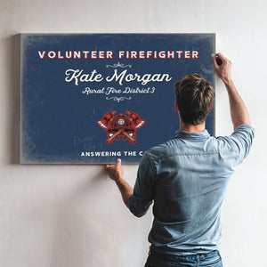 Personalized Volunteer Firefighter Sign, Answering the Call, Denim Americana, image 9