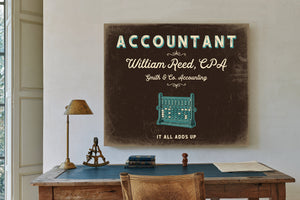 Personalized Accountant Sign, It All Adds Up, Espresso & Turquoise, image 2