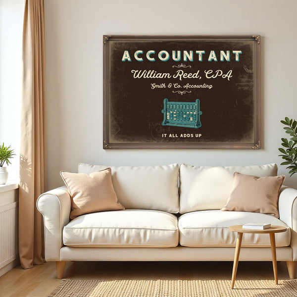 Personalized Accountant Sign, It All Adds Up, Espresso & Turquoise, image 5