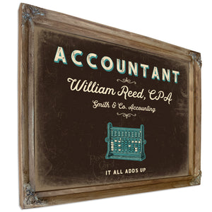 Personalized Accountant Sign, It All Adds Up, Espresso & Turquoise, image 6