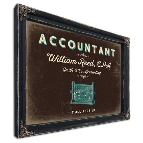 Personalized Accountant Sign, It All Adds Up, Espresso & Turquoise, image 1