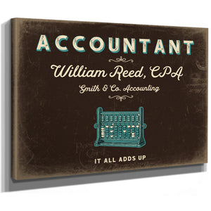 Personalized Accountant Sign, It All Adds Up, Espresso & Turquoise, image 8