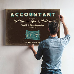 Personalized Accountant Sign, It All Adds Up, Espresso & Turquoise, image 9