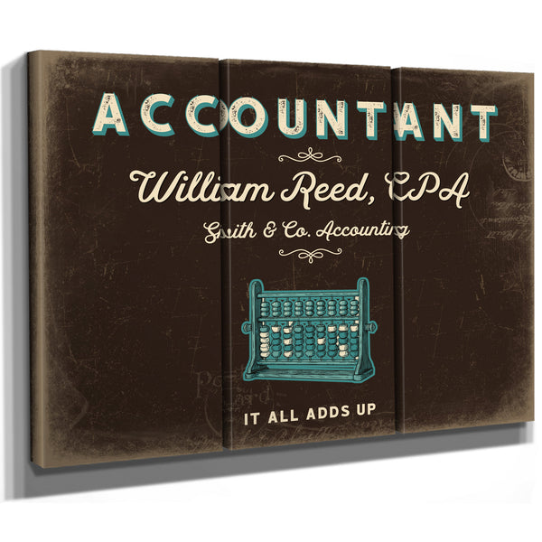 Personalized Accountant Sign, It All Adds Up, Espresso & Turquoise, image 14