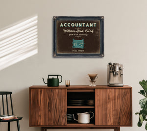 Personalized Accountant Sign, It All Adds Up, Espresso & Turquoise, image 15
