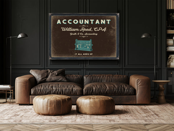 Personalized Accountant Sign, It All Adds Up, Espresso & Turquoise, image 17