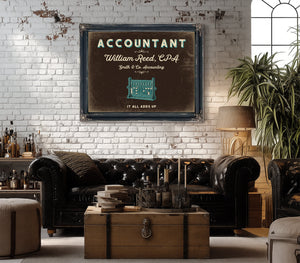 Personalized Accountant Sign, It All Adds Up, Espresso & Turquoise, image 18