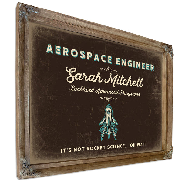 Personalized Aerospace Engineer Sign, It's Not Rocket Science... Oh Wait, Espresso & Turquoise, image 6