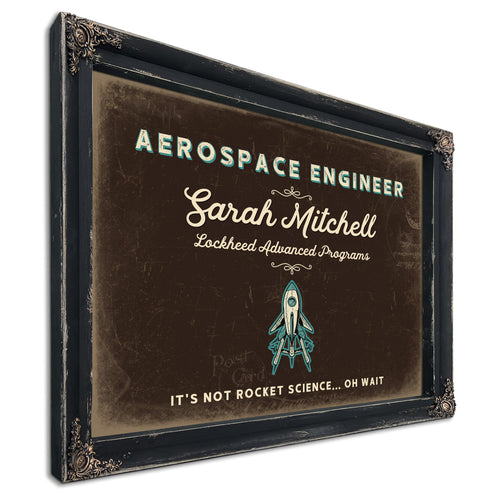 Personalized Aerospace Engineer Sign, It's Not Rocket Science... Oh Wait, Espresso & Turquoise, image 1