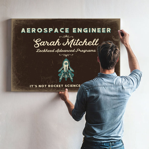 Personalized Aerospace Engineer Sign, It's Not Rocket Science... Oh Wait, Espresso & Turquoise, image 9