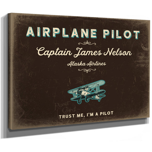 Personalized Airplane Pilot Sign, Trust Me, I'm a Pilot, Espresso & Turquoise, image 8