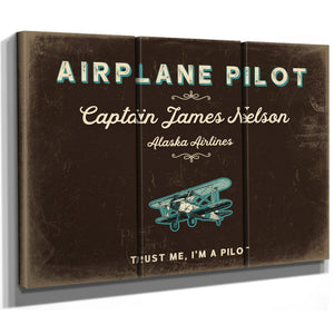 Personalized Airplane Pilot Sign, Trust Me, I'm a Pilot, Espresso & Turquoise, image 14