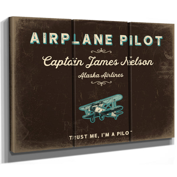 Personalized Airplane Pilot Sign, Trust Me, I'm a Pilot, Espresso & Turquoise, image 14