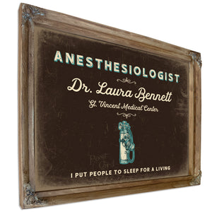 Personalized Anesthesiologist Sign, I Put People to Sleep for a Living, Espresso & Turquoise, image 6