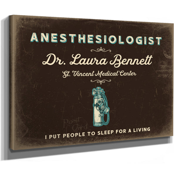 Personalized Anesthesiologist Sign, I Put People to Sleep for a Living, Espresso & Turquoise, image 8